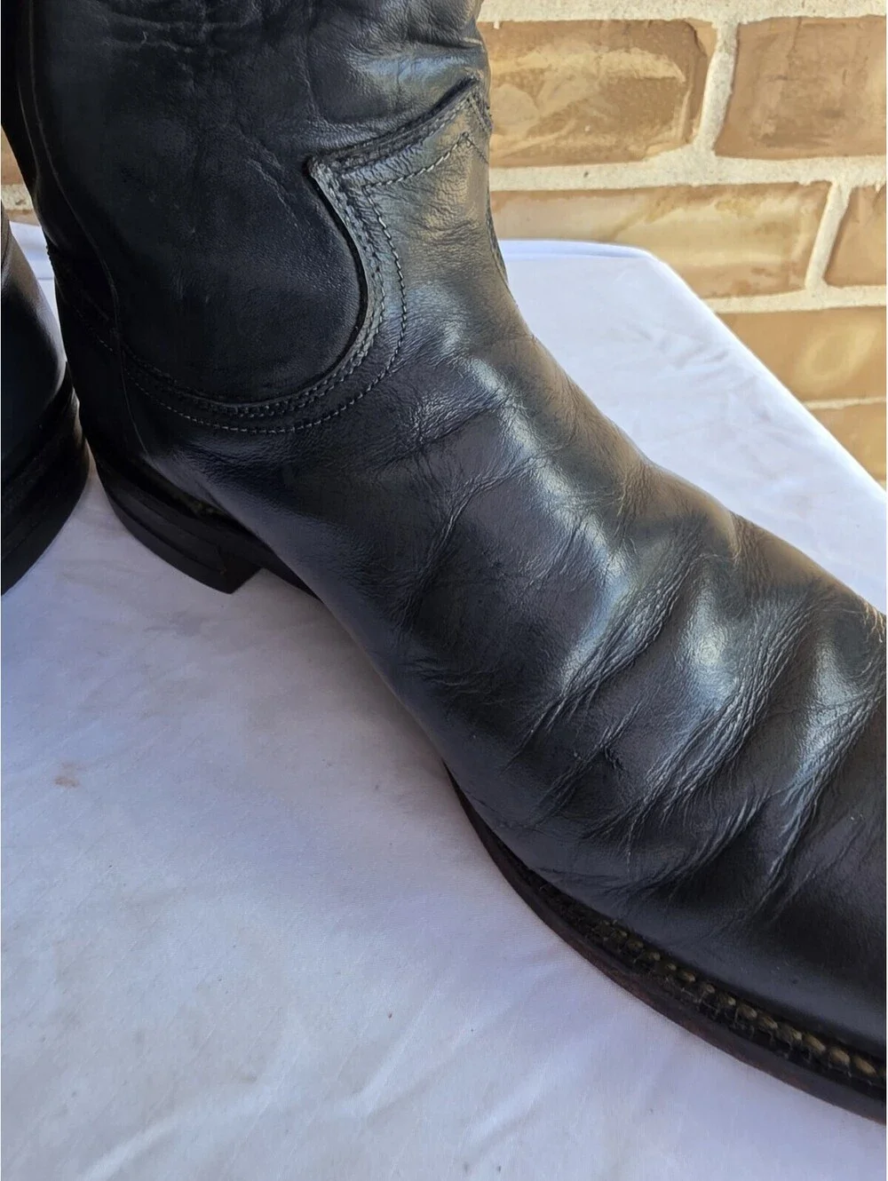 Vintage Justin Roper Boots Mens 10.5 D Gray Leather Cowboy Western USA 3025